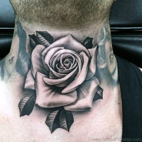 Stylish Rose Neck Tattoo
