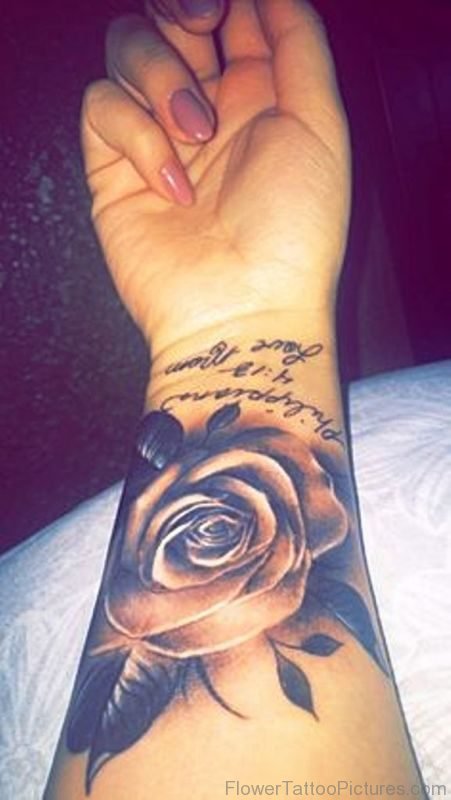 Stylish Rose Tattoo On Wrist