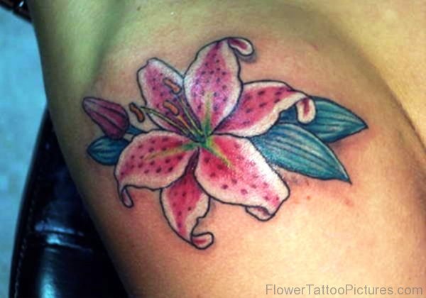 Sweet Lily Tattoo On Shoulder