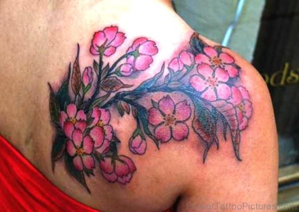Sweet Pink Cherry Blossom Flower Tattoo Design