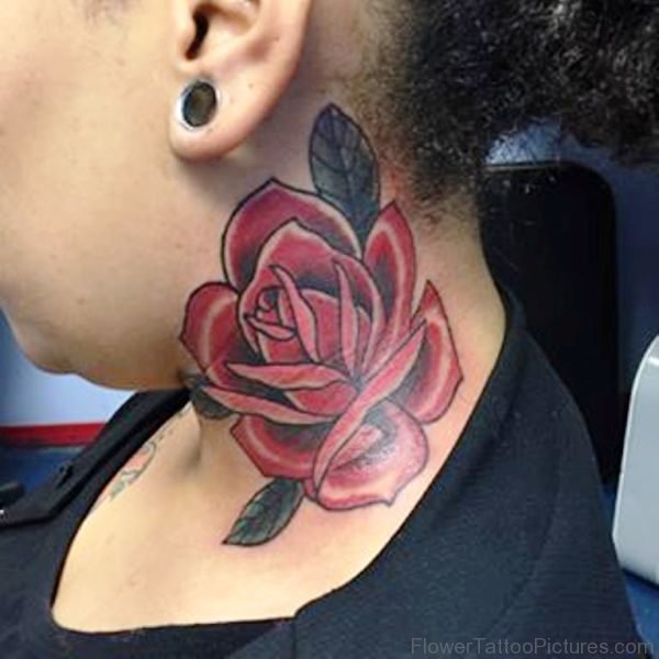 Sweet Rose Neck Tattoo