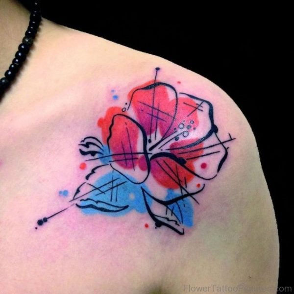 Wonderful Hibiscus Shoudler Tattoo