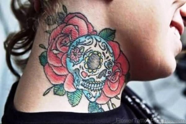 Wonderful Rose And Skull Tattoo