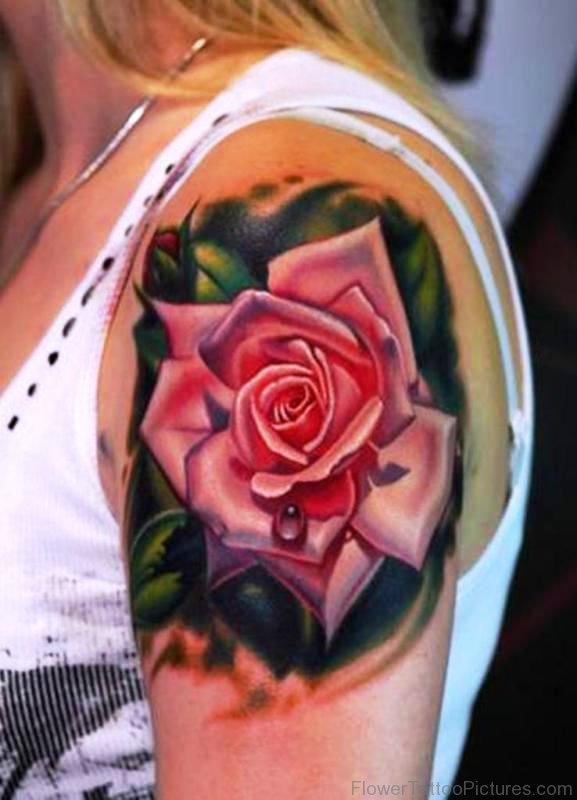 Wonderful Rose Shoulder Tattoo