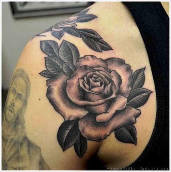 Wonderful Rose Shoulder Tattoo Design