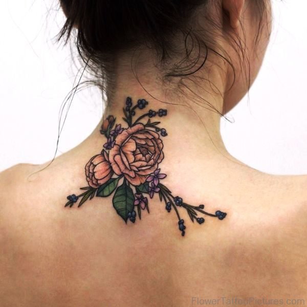 Wonderful Rose Tattoo On Neck