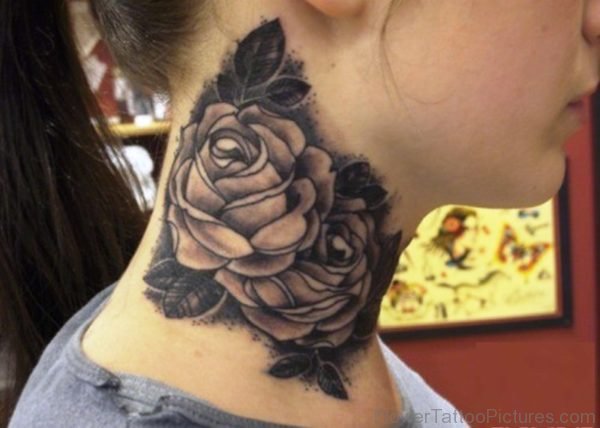 Wonderful Roses Tattoo On Neck