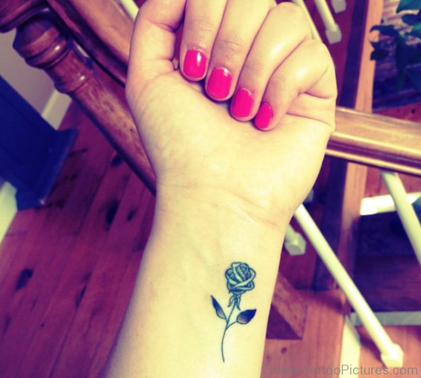 Wonderful Smalll Rose Tattoo On Wrist