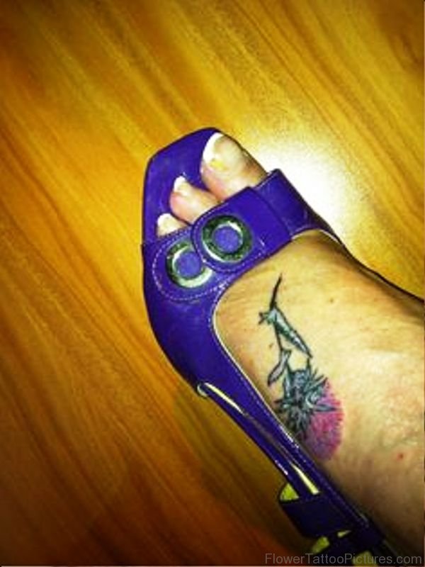 Alpine Thistle Tattoo On Foot