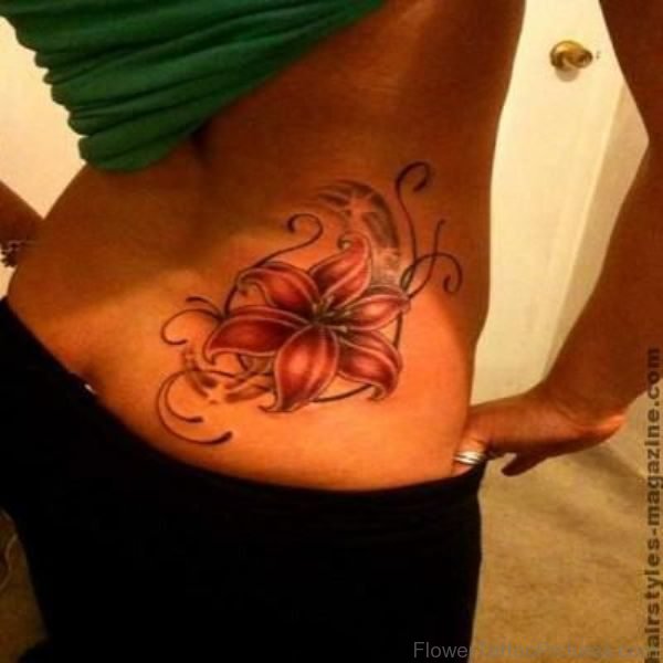 Amaryllis Flower Tattoo On Lower Back