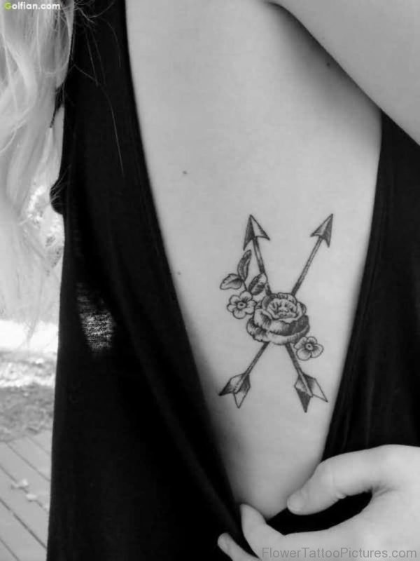 Arrow And Rose Tattoo