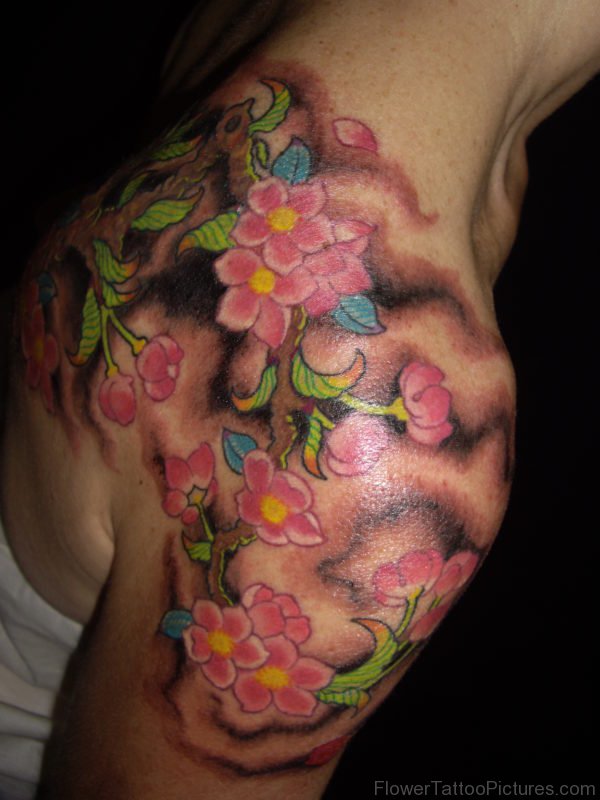 Attractive Cherry Blossom Flower Tattoo Design