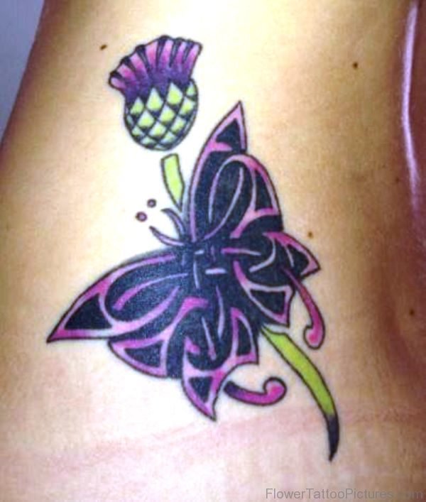 Awesome Alpine Thistle Flower Tattoo