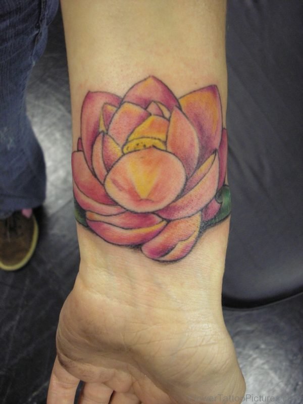 Awesome Lotus Flower Tattoo On Wrist