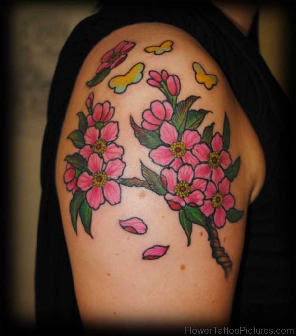 Beautiful Cherry Blossom Flowers Tattoo Design