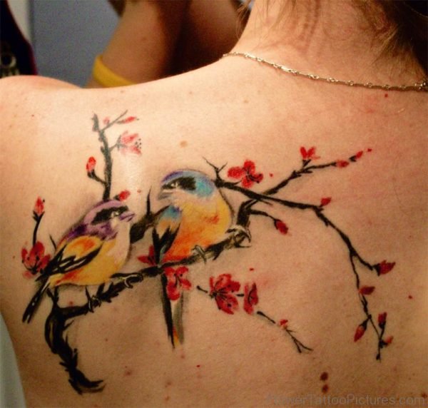 Bird And Cherry Blossom Tattoo