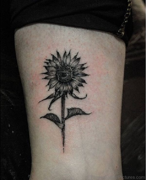 Black Inked Sunflower Tattoo