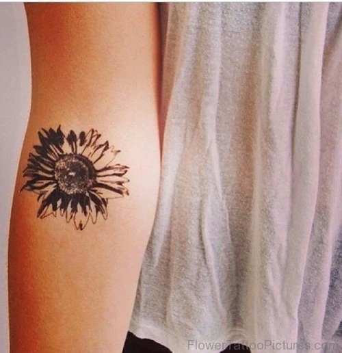 Black Sunflower Tattoo On Arm