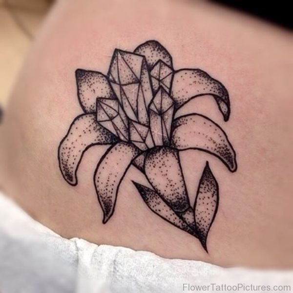 Black Tribal Amaryllis Flower Tattoo