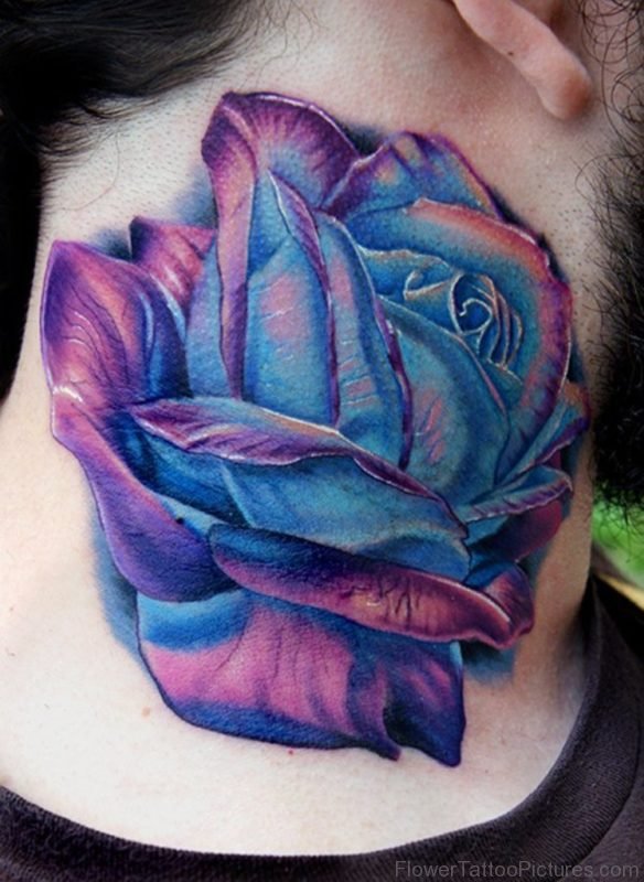 Blue Ink Rose Tattoo
