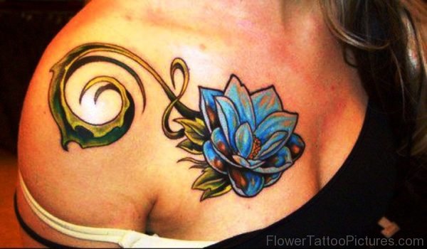 Blue Lotus Tattoo On Girl Chest