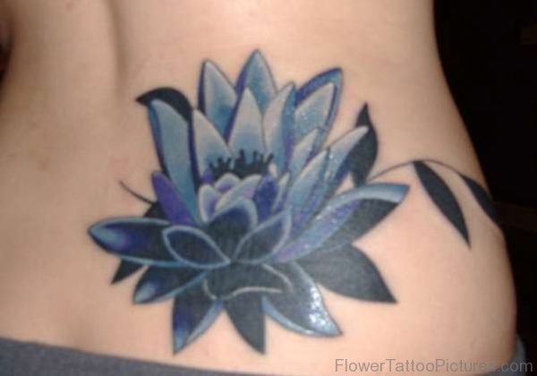Blue Lotus Tattoo On Lower Back