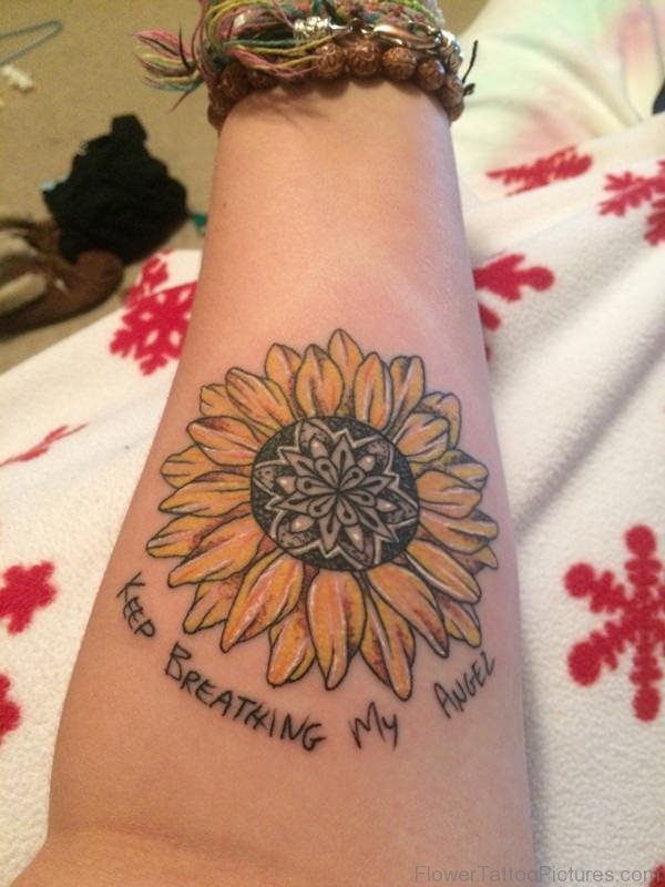 Brilliant Sunflower Tattoo On Arm