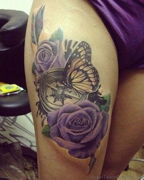 Butterfly And Rose Tattoo