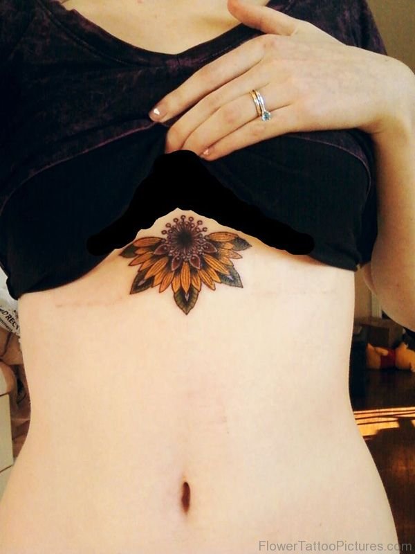 Butterfly Shaped Sunflower Tattoo