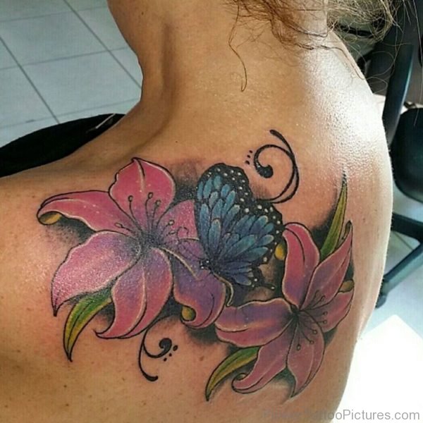 Butterfly Tattoo On Upper Back