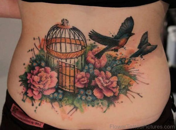 Cage And Flower Tattoo