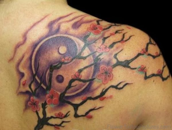 Cherry Blossom And Yin Yang Tattoo Design