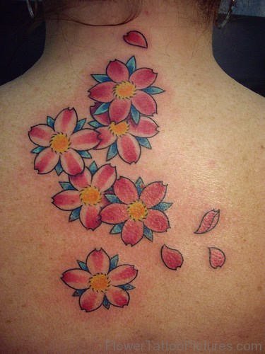 Cherry Blossom Tattoo On Back Image