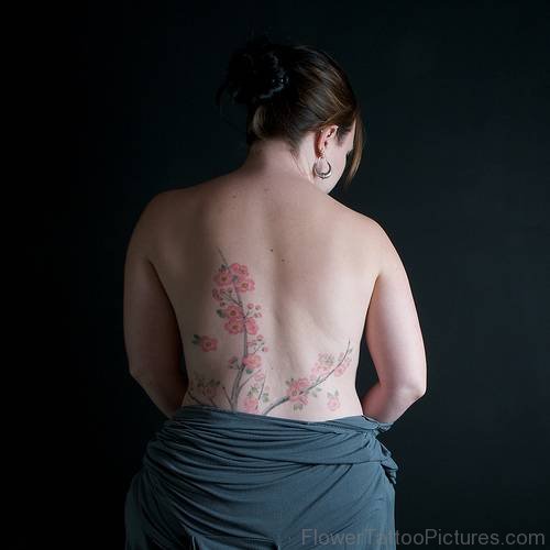 Cherry Blossom Tattoo On Back Pic