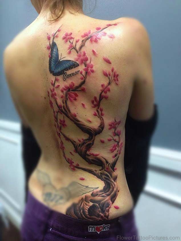 65 Beautiful Cherry Blossom Tattoos On Back
