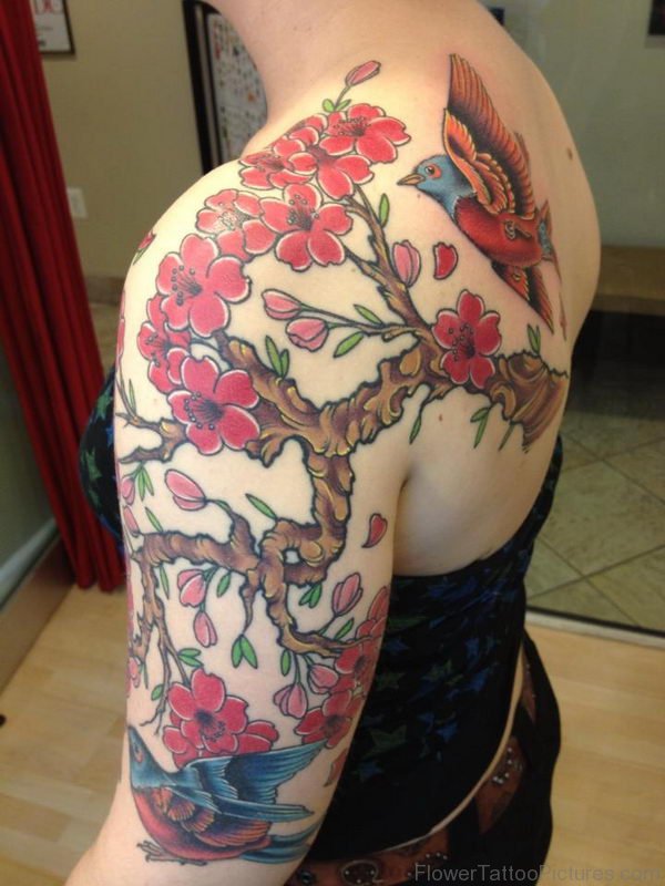 Clorful Cherry Blossom Tree On Shoulder