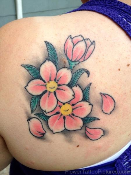 Colored Japnese Cherry Blossom Tattoo