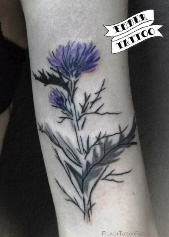 Cool Alpine Thistle Flower Tattoo