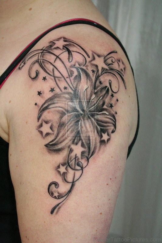 Dazzling Amaryllis Tattoo On Shoulder