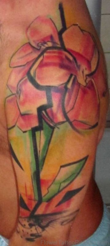 Delightful Amaryllis Tattoo On Arm