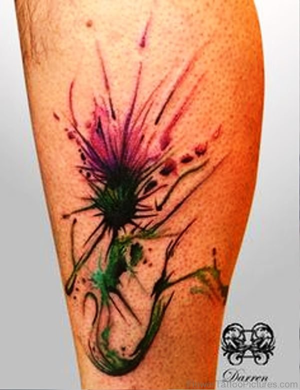 Elegant Alpine Thistle Flower Tattoo