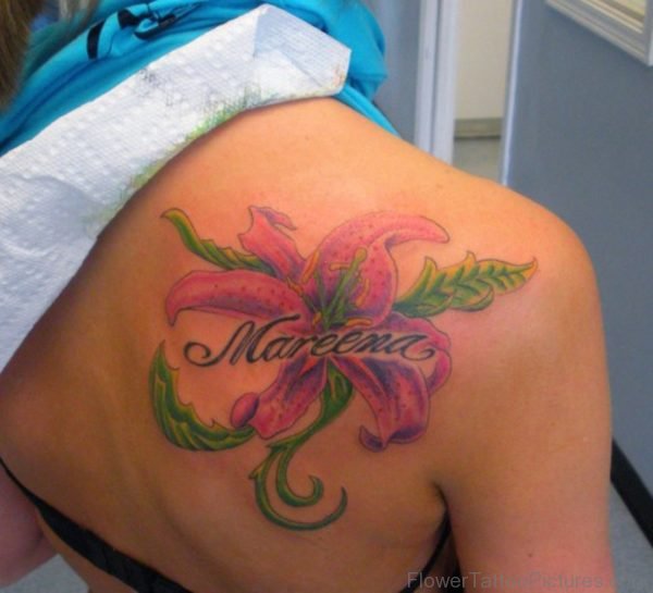 Elegant Lily Flower Tattoo On Back