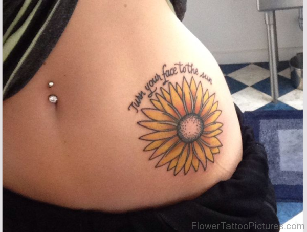 Excellent Sunflower Tattoo On Stomach
