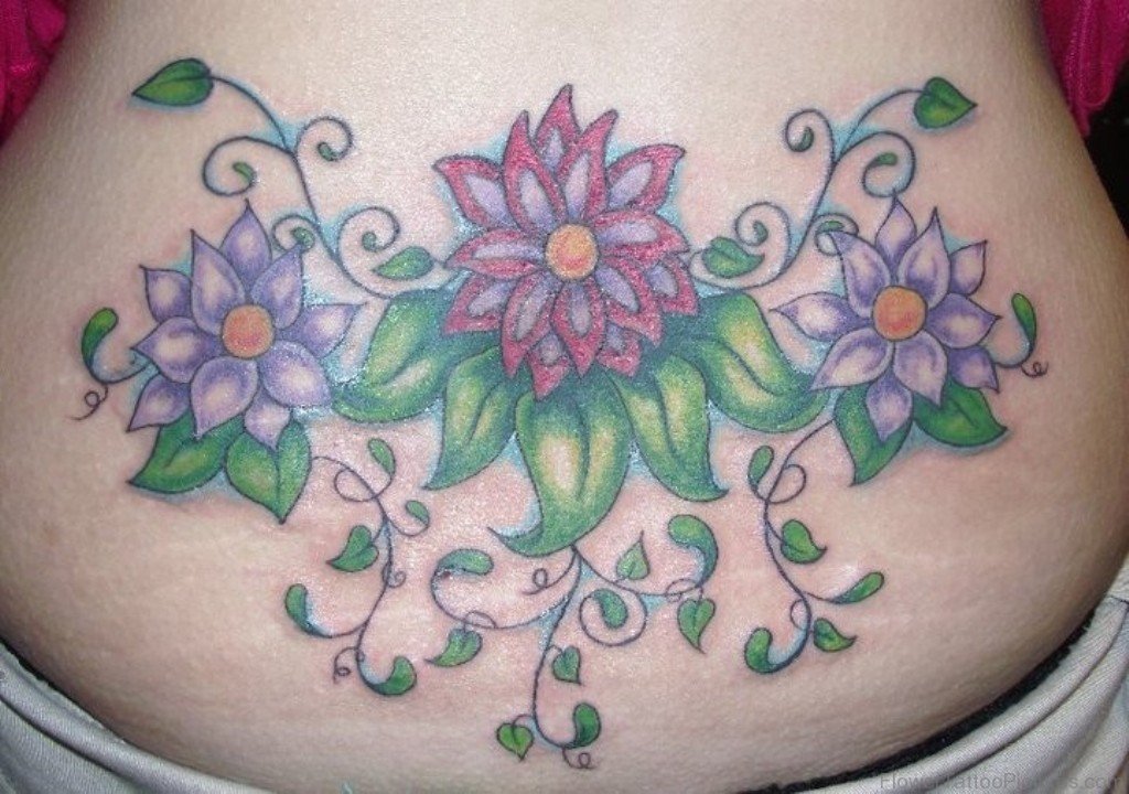 89 Lovely Flower Tattoos On Lower Back