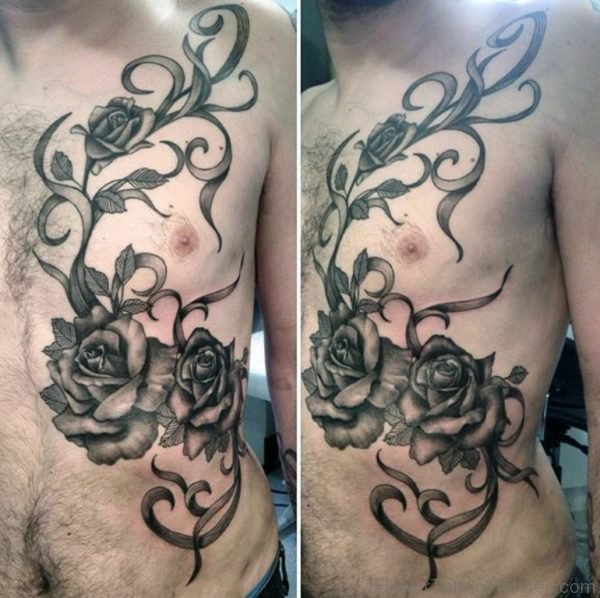 Fantastic Rose Tattoo On Rib
