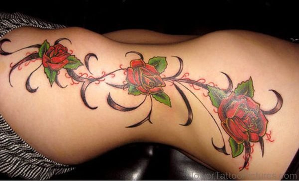 Feminine Roses Tattoo Design For Girl Side Rib