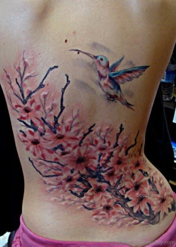 Flower Tattoo On Lower Back Image