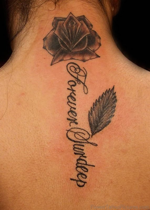 Grey Flower Tattoo On Nape