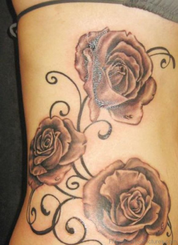 Grey Ink Rose Tattoo