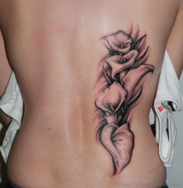 Grey Lily Tattoo On Back Picture
